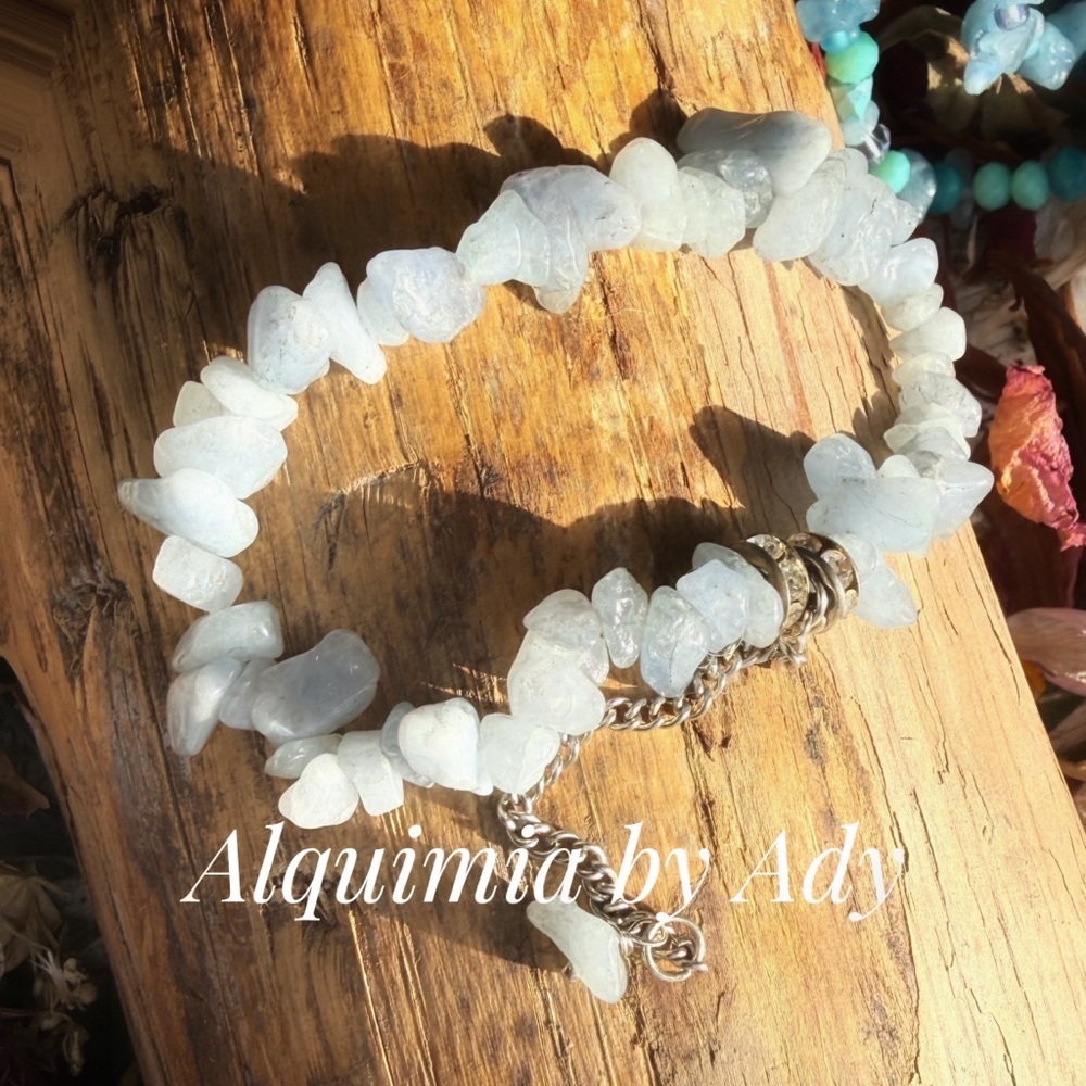 Bracelet Aquamarine and silver bohemian bold jewelry